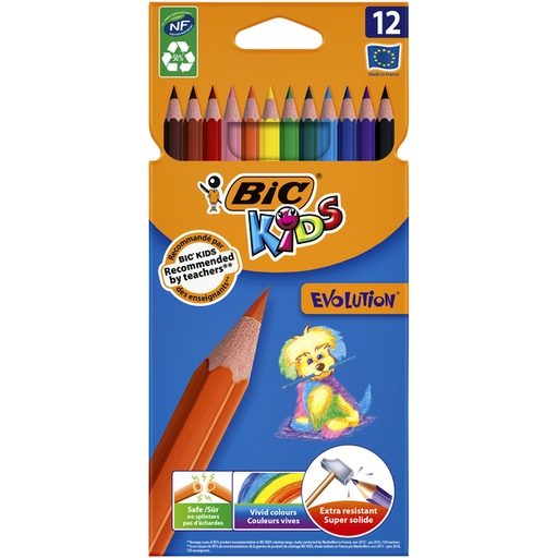 [1387120] Kleurpotloden BicKids Evolution assorti etui à 12 stuks