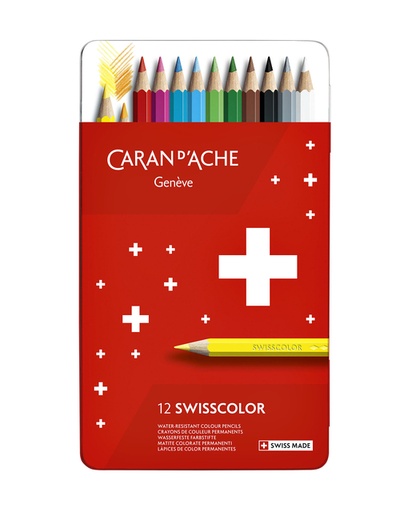 [1387131] Crayon de couleur Caran d'Ache Swisscolor boîte 12 pièces assorti