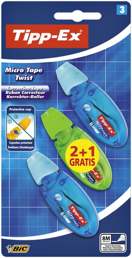 [1388088] Correctietape Tipp-Ex micro twist 5mmx8m blister 2+1 gratis