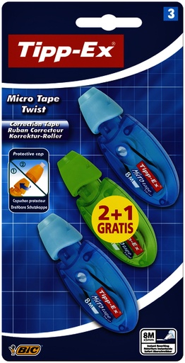 [1388088] Roller correcteur Tipp-Ex Micro Twist 5mmx8m blister 2+1 gratuit