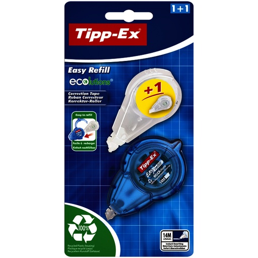 [1388084] Roller correcteur Tipp-Ex Easy Refill ECOlutions + recharge 5mmx14m blister 1+1