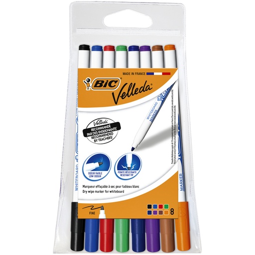 [1388079] Marqueur tableau blanc BIC Velleda 1721 ogive Fin assorti étui 8 pièces