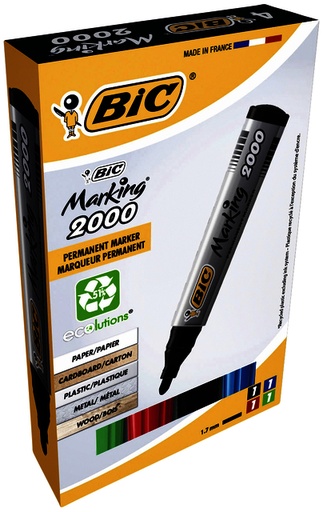 [1388080] Viltstift Bic 2000 ecolutions rond large assorti doos à 4 stuks