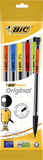 [1388081] Vulpotlood Bic Matic Original HB 0.7mm assorti zak à 5 stuks