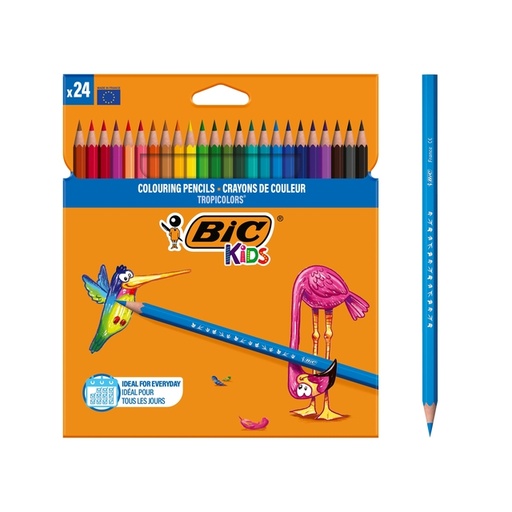 [1388091] Kleurpotloden BicKids Tropicolors assorti blister à 24 stuks