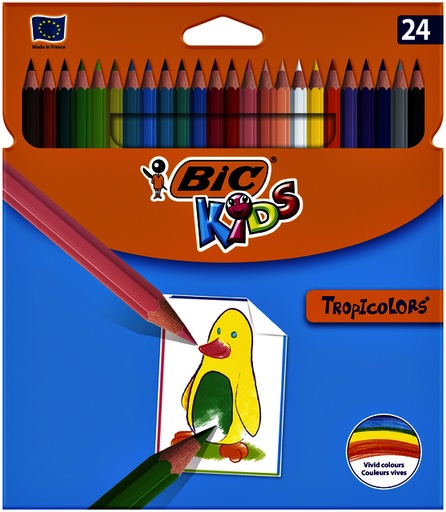 [1388091] Kleurpotloden BicKids Tropicolors assorti blister à 24 stuks
