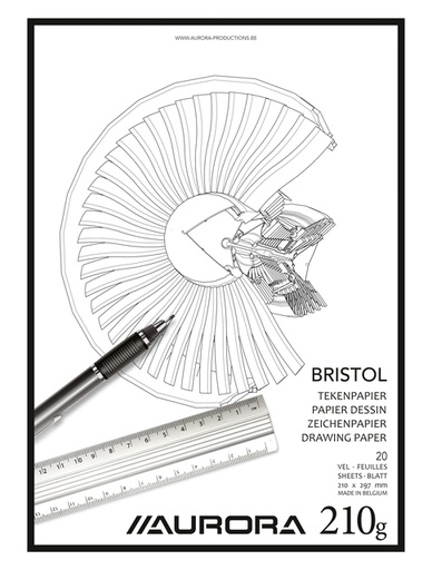 [1385448] Bloc à dessin Aurora A4 20 feuilles 210g papier Bristol