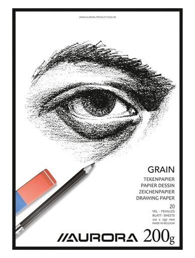 [1385451] Bloc à dessin Aurora A4 20 feuilles 200g papier Grain