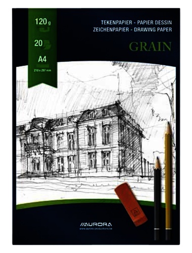 [1385455] Bloc à dessin Aurora A4 20 feuilles 120g papier Grain