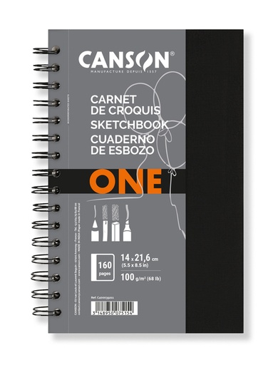 [1386457] Schetsboek Canson Art Book One spiraalgebonden 80vel 100gr 140x216mm wit