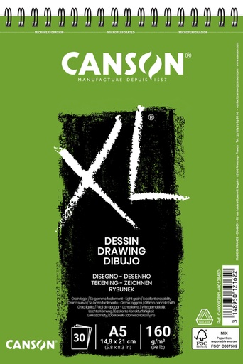 [1386460] Tekenpapier Canson XL Drawing 30vel 160gr A5 wit