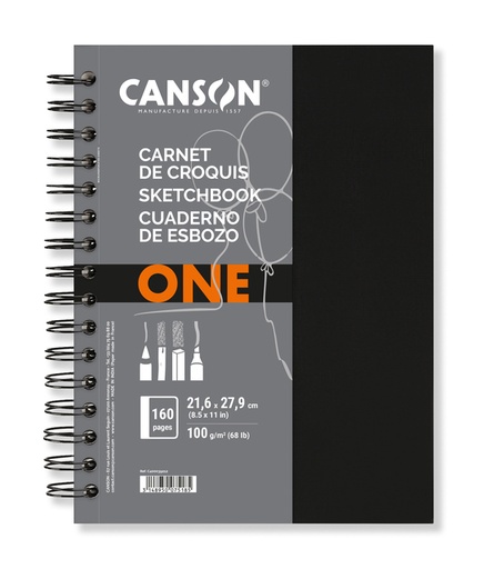 [1386464] Schetsboek Canson Art Book One spiraalgebonden 80vel 100gr 216x279mm wit