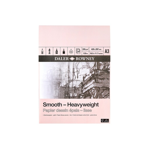 [1387091] Tekenpapier Daler-Rowney Smooth Heavyweight 220gr A3 natuurlijk wit