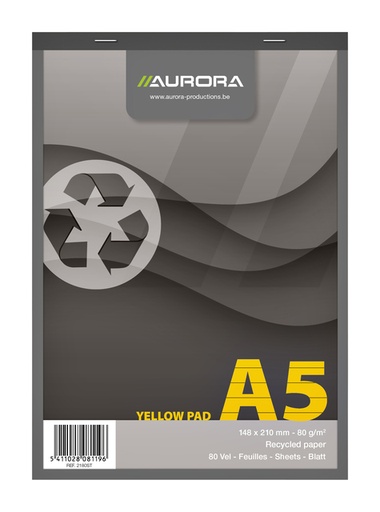 [1388126] Bloc-notes Aurora A5 ligné 80 feuilles 80g jaune