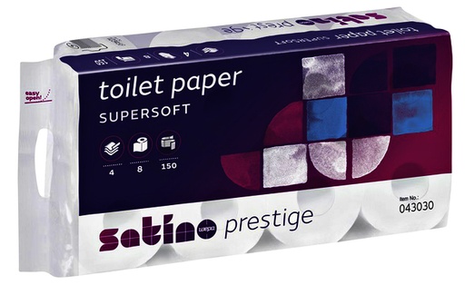 [1386038] Papier toilette Satino Prestige MT1 043030 4 épaisseurs 150 feuilles blanc