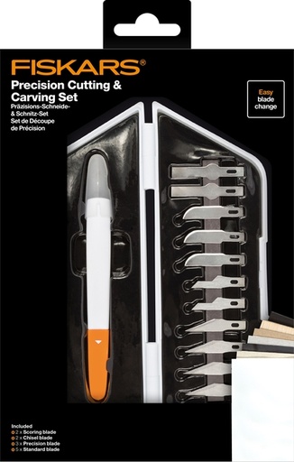[1386011] Precisiemes Fiskars Medium Duty set à 12 mesbladen wit