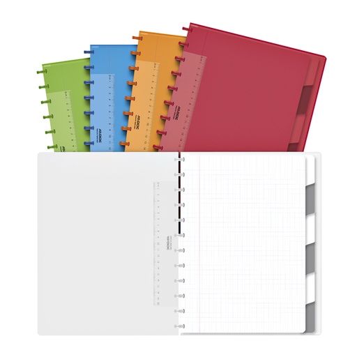 [1388098] Cahier ADOC A4 carreau 4x8mm 144 pages 90g 6 intercalaires assorti