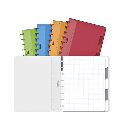 [1388099] Cahier ADOC A5 carreau 5x5mm 144 pages 90g 5 intercalaires assorti