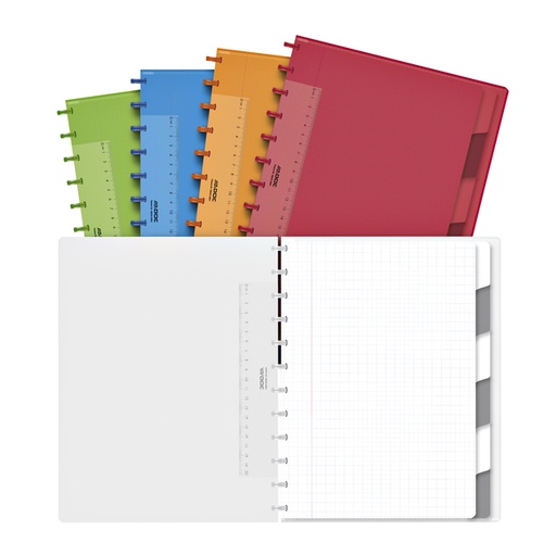 [1388103] Cahier ADOC A4 carreau 5x5mm 144 pages 90g 6 intercalaires assorti