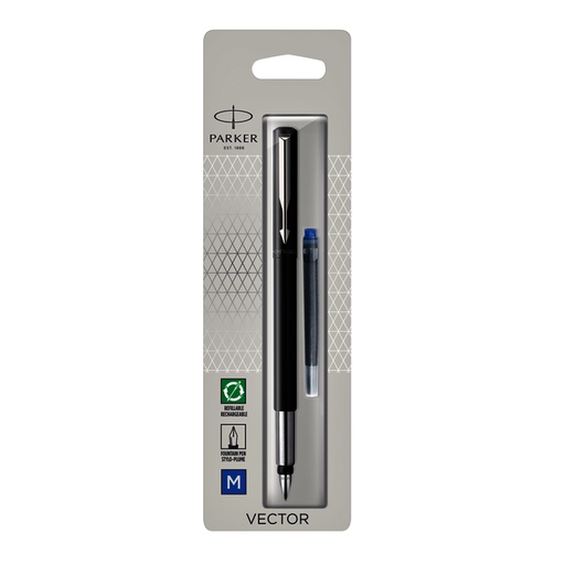 [1388281] Vulpen Parker Vector black medium blister à 1 stuk