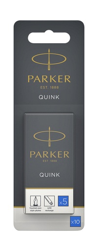 [1388278] Cartouche d'encre Parker Quink lavable bleu blister 10 pièces