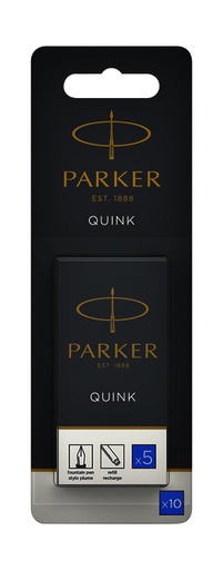 [1388278] Inktpatroon Parker Quink uitwasbaar blauw blister à 10 stuks