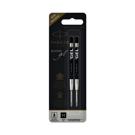 [1388274] Recharge encre gel Parker Quink Medium noir blister 2 pièces