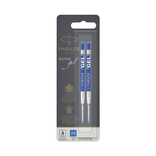[1388275] Recharge encre gel Parker Quink Medium bleu blister 2 pièces