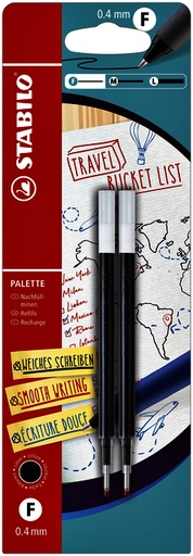 [1388243] Rollerpenvulling STABILO Palette fijn zwart blister à 2 stuks