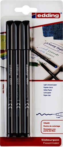 [1388251] Fineliner edding 1200 001 fijn zwart blister à 3 stuks