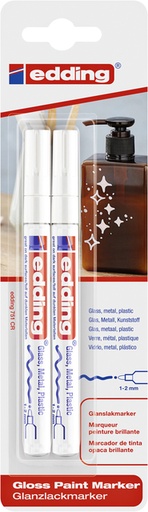 [1388253] Marqueur peinture edding 751 à base d'huile 1-2mm blanc blister 2 pièces