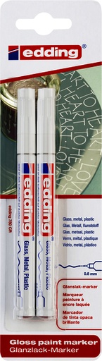 [1388255] Feutre edding 780 laqué ogive 0,8mm blister 2 pièces blanc