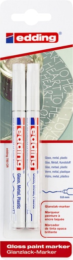 [1388255] Paintmarker edding 780 op oliebasis 0.8mm wit blister à 2 stuks