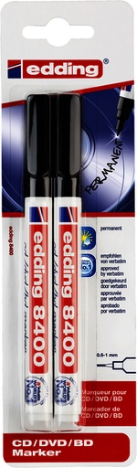 [1388258] Marquer CD edding 8400 ogive 0,5-1mm blister 2 pièces noir