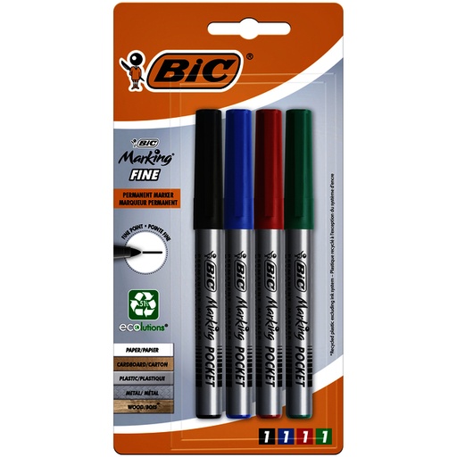 [1388316] Viltstift Bic ecolutions rond fijn assorti blister à 4 kleuren