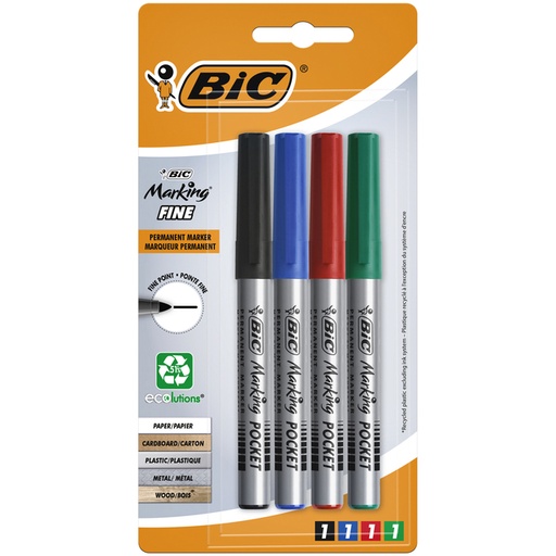 [1388316] Viltstift Bic ecolutions rond fijn assorti blister à 4 kleuren
