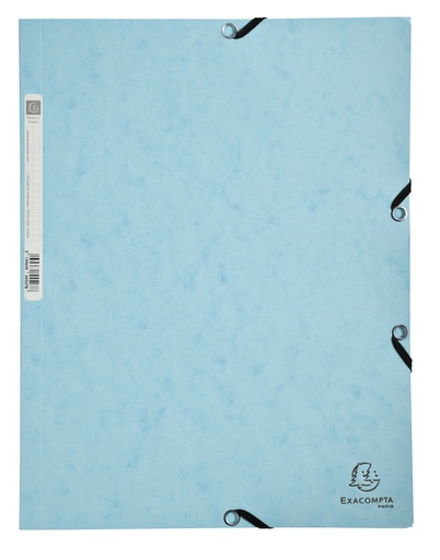 [1388329] Chemise à élastique Exacompta Aquarel A4 3 rabats 400g carton lustré bleu