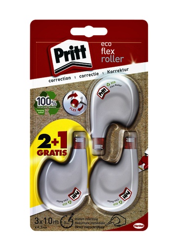 [1388433] Roller correcteur Pritt Eco Flex 4,2mmx10m blister 2+1 gratuit