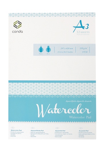 [1387657] Bloc aquarelle Conda A3 230g