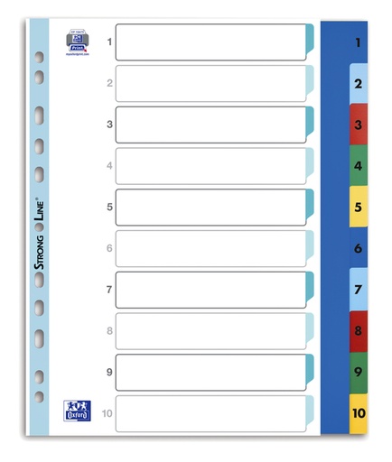 [1388470] Tabbladen Oxford A4+ 11-gaats 1-10 PP kleur