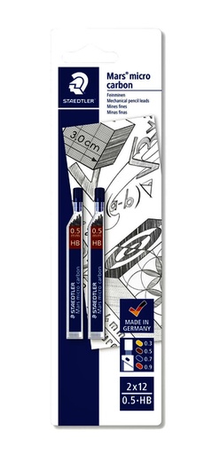[1388354] Potloodstift Staedtler Mars Carbon Micro 0.5mm HB blister 2 stuks