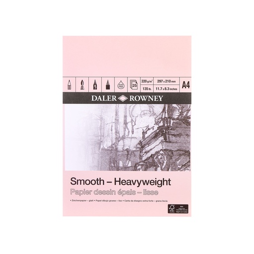 [1387089] Tekenpapier Daler-Rowney Smooth Heavyweight 220gr A4 natuurlijk wit
