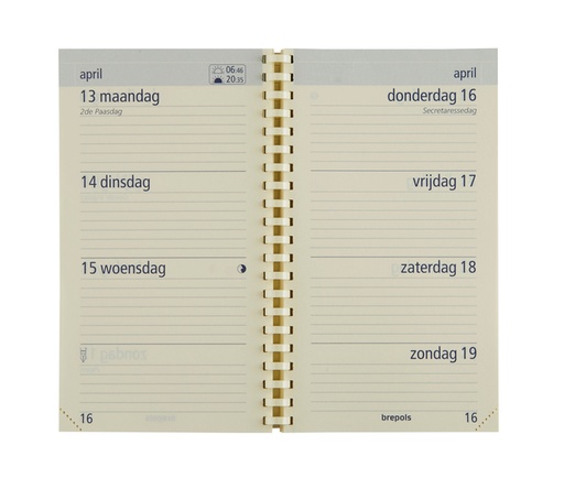 [1388547] Agenda 2026 Brepols Optivision Pocket Palermo 7 jours/2 pages noir