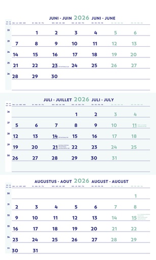[1388524] 3-Maandkalender 2026 Brepols 30x60cm