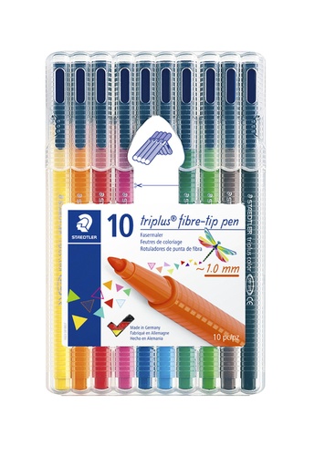 [1388445] Feutre couleur Staedtler 323 Triplus Color 10 pièces assorti