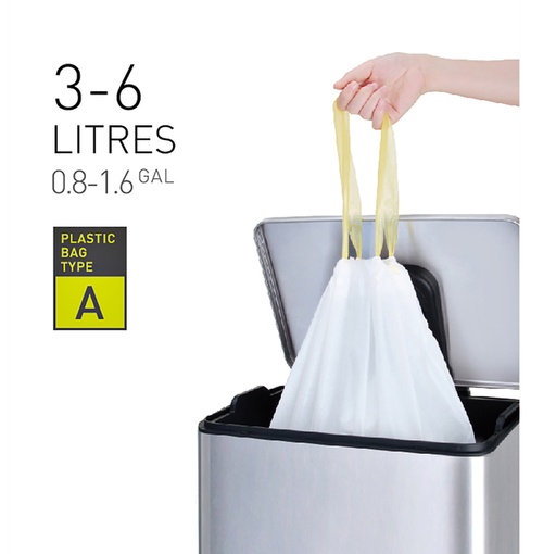 [1388743] Sac poubelle EKO MDPE type A avec lien coulissant 35x40cm 3-6L blanc 30 pièces