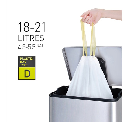 [1388748] Sac poubelle EKO MDPE type D avec lien coulissant 55x55cm 18-21L blanc 20 pièces