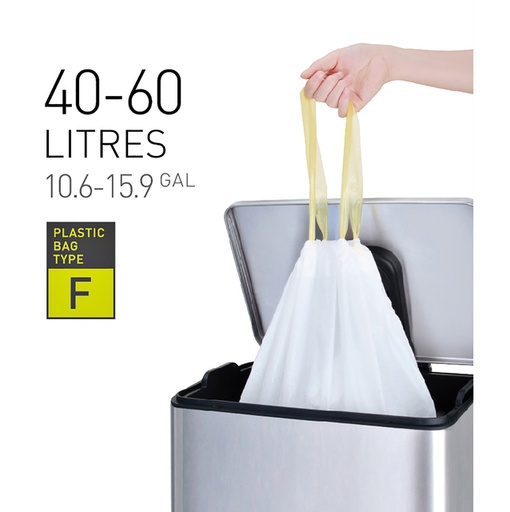 [1388747] Sac poubelle EKO MDPE type F avec lien coulissant 64x75cm 40-60L blanc 12 pièces