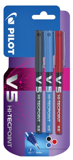[1388380] Rollerpen PILOT V5 fijn assorti blister à 3 stuks