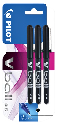 [1388381] Rollerpen PILOT V-Ball 05 fijn zwart blister à 3 stuks